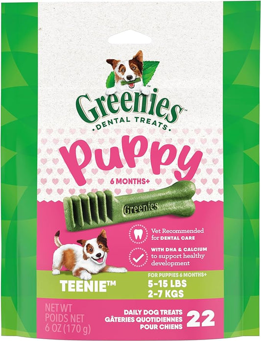 Greenies Puppy Teenie Size Natural Dental Dog Treats, 6 oz. Pack (22 Treats)