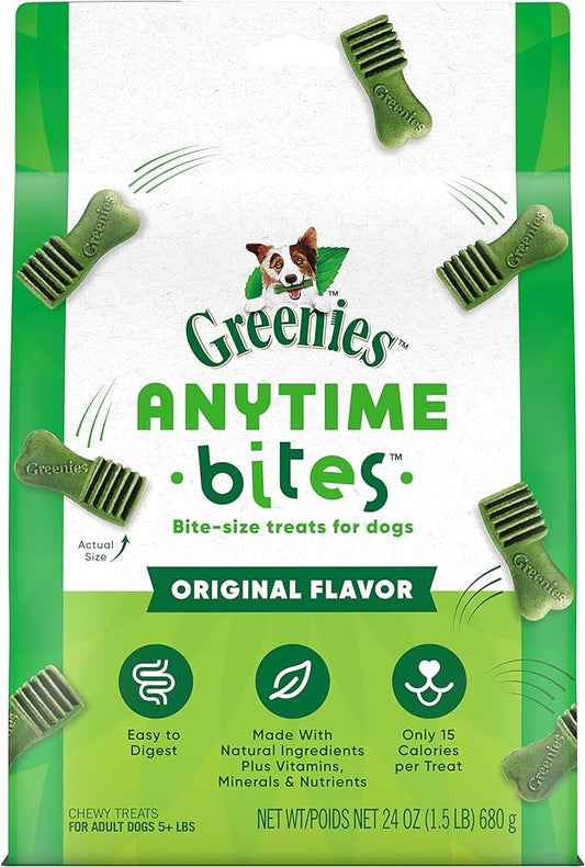 Greenies Anytime Bites Dog Treats, Original Flavor, 24 oz. Bag, 1.5 Pound (Pack of 1)