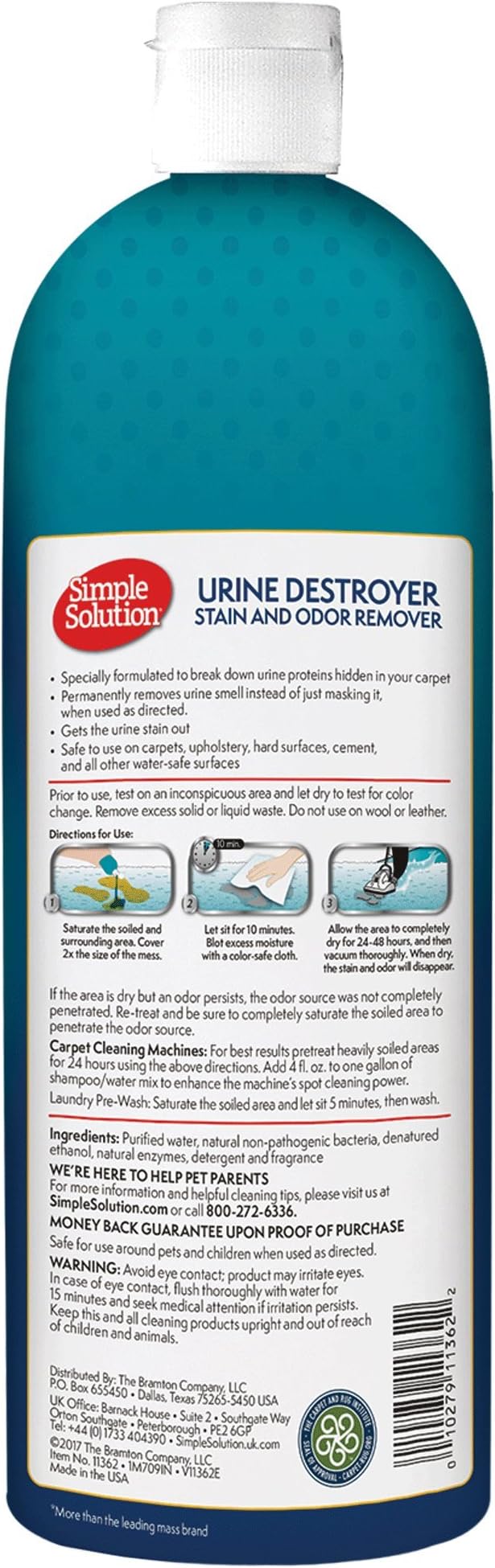 Simple Solution Urine Destroyer Enzymatic Cleaner | Pet Stain and Odor Remover with 2X Pro-bacteria Cleaning Power | 32 Ounces