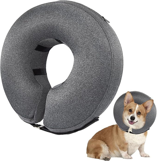 Inflatable Dog Cone Collar Alternative After Surgery - Soft Pet Recovery Collar & Cone for Large Medium Small Dogs to Stop Licking, Protective Dog Neck Donut Collar Does Not Block Vision E-Collar, M