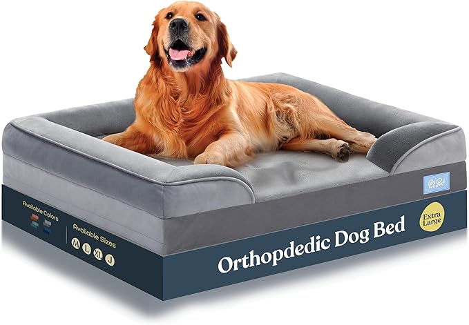 Orthopedic Sofa Dog Bed - Ultra Comfortable Dog Beds for X-Large Dogs - Breathable & Waterproof Pet Bed- Egg Foam Sofa Bed with Extra Head and Neck Support - Removable Washable Cover & Nonslip Bottom.