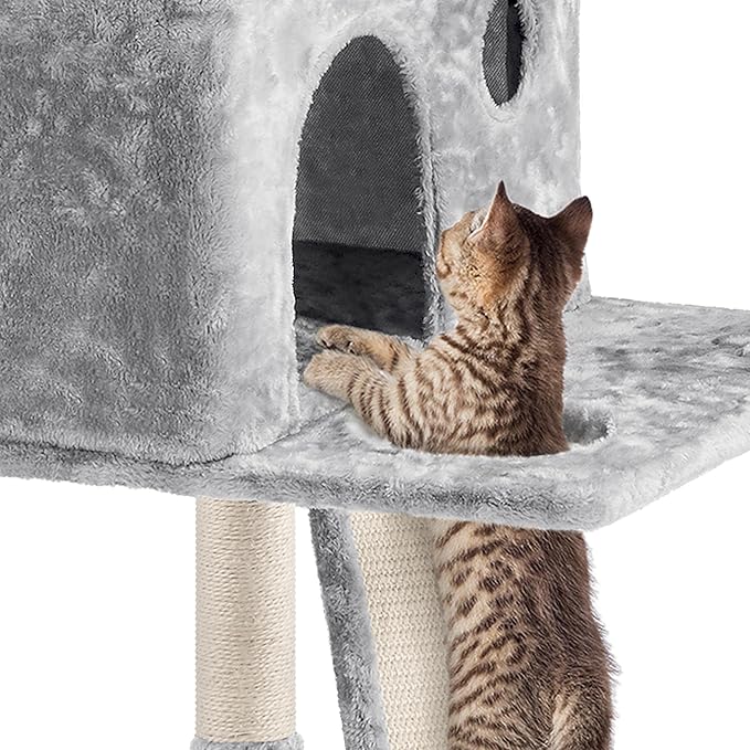 Yaheetech 76.5in Cat Tree Cat Tower with 3 Condos, 3 Cozy Perches with Dangling Ball, Scratching Posts, 2 Baskets, Pet Bed Furniture Activity Center for Indoor Cats and Kittens