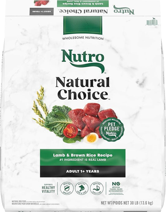 NUTRO NATURAL CHOICE Adult Dry Dog Food, Lamb & Brown Rice Recipe Dog Kibble, 30 lb. Bag