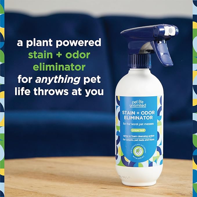 Pet Stain and Odor Remover Foaming Spray, Plant-Based Carpet Stain Remover - Urine Odor Eliminator Enzyme Cleaner - Juniper Leaf Scent - Made in The USA - 16 Ounce (Pack of 1)