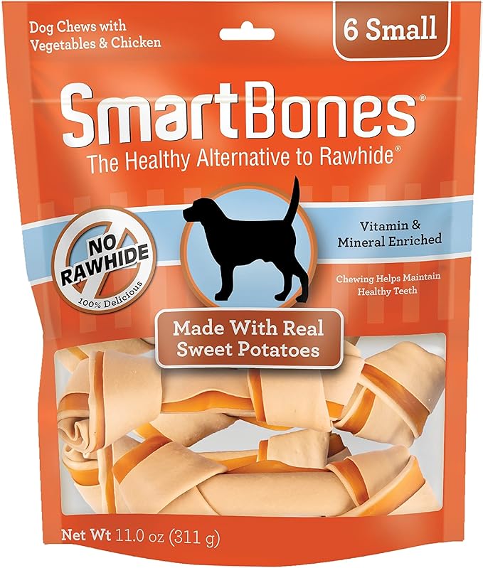 SmartBones Sweet Potato Dog Chews, Rawhide-Free Dog Chews Made With Real Meat and Vegetables, 6 Small
