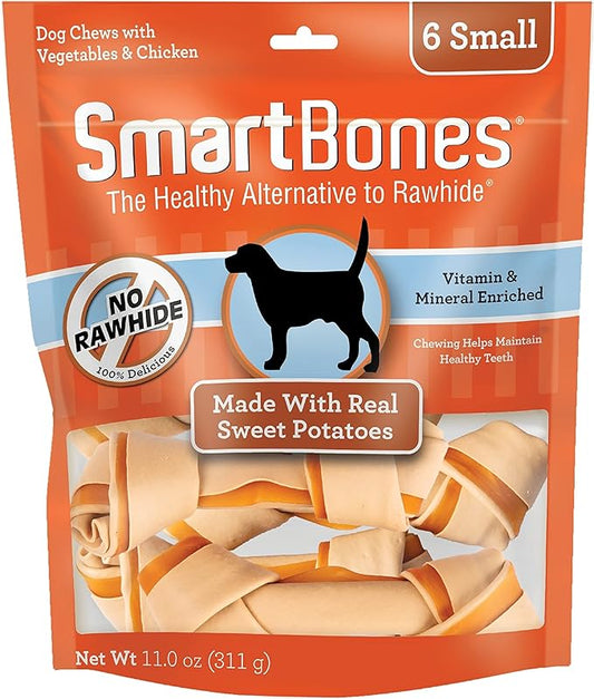 SmartBones Sweet Potato Dog Chews, Rawhide-Free Dog Chews Made With Real Meat and Vegetables, 6 Small