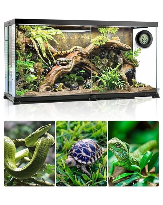 Reptile Tank Thermometer 2PCS Reptile Thermometer, for for Bearded Dragon, Jumping Spider, Leopard Gecko, Hermit Crab, Gecko, Ball Python, Lizard Aggforbl Black