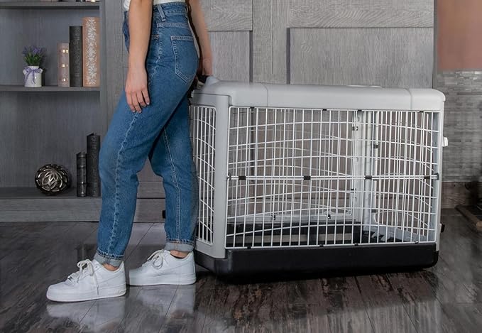 Pet Gear “The Other Door” 4 Door Steel Crate for Dogs/Cats with Removable Tray, Essential Grey, 36 Inch