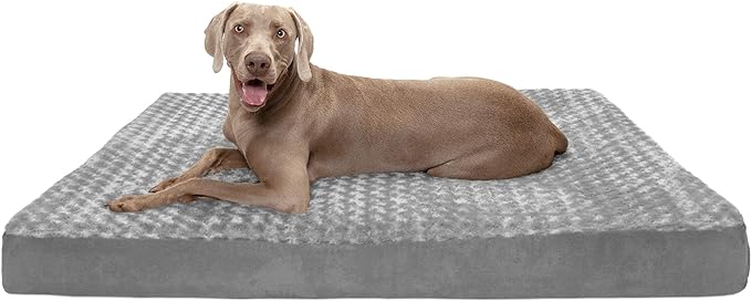 Furhaven Cooling Gel Dog Bed for Large Dogs w/ Removable Washable Cover, For Dogs Up to 125 lbs - Ultra Plush Faux Fur & Suede Mattress - Gray, Jumbo Plus/XXL