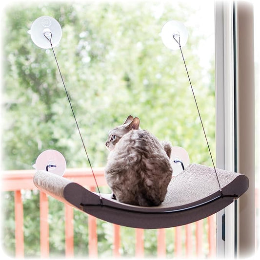 K&H Pet Products EZ Mount Cat Scratcher Kitty Sill Cradle Window Sill Cat Bed, Cat Window Bed Cat Furniture Cat Window Hammock, Sturdy Cat Window Perch for Large Cats, Cat Hammock for Window Cat Perch