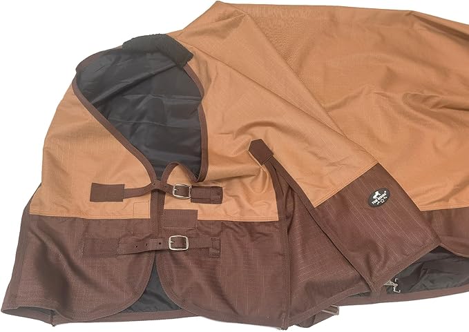 1200Denier Waterproof and Breathable Horse Sheet Horse Blanket Standard Neck Turnout Sheet (74", Tan/Brown)