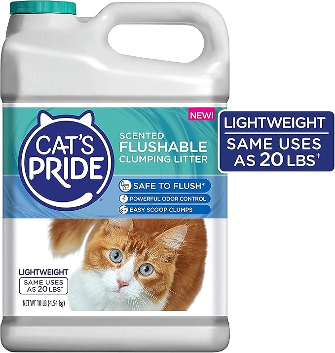 Cat's Pride Lightweight Clumping Litter: Flushable - Powerful Odor Control - Scented, 10 Pounds