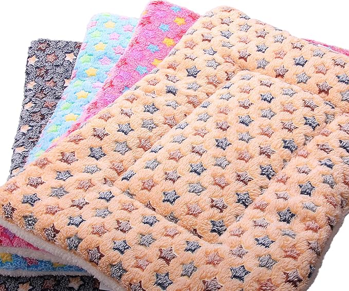 Fluffy Pet Cat Blanket Soft Coral Velvet Pet Puppy Cushion Mat Warm Cover Soft Pad Mat Beige S