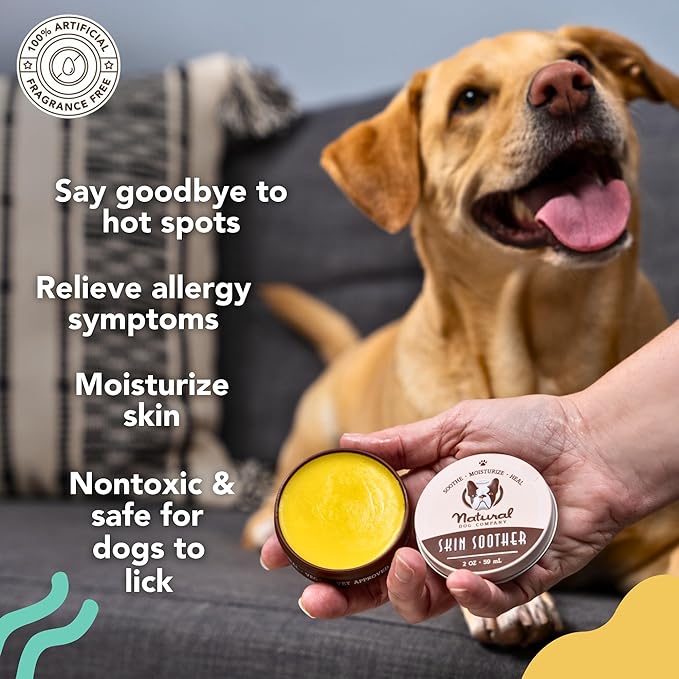 Natural Dog Company Skin Soother Bundle, includes 2oz Tin + 0.15oz Stick, All Natural Healing Balm for Dogs, Relieves Dry, Itchy Skin, Treats Skin Irritations, Wounds, Hot Spots, Dermatitis