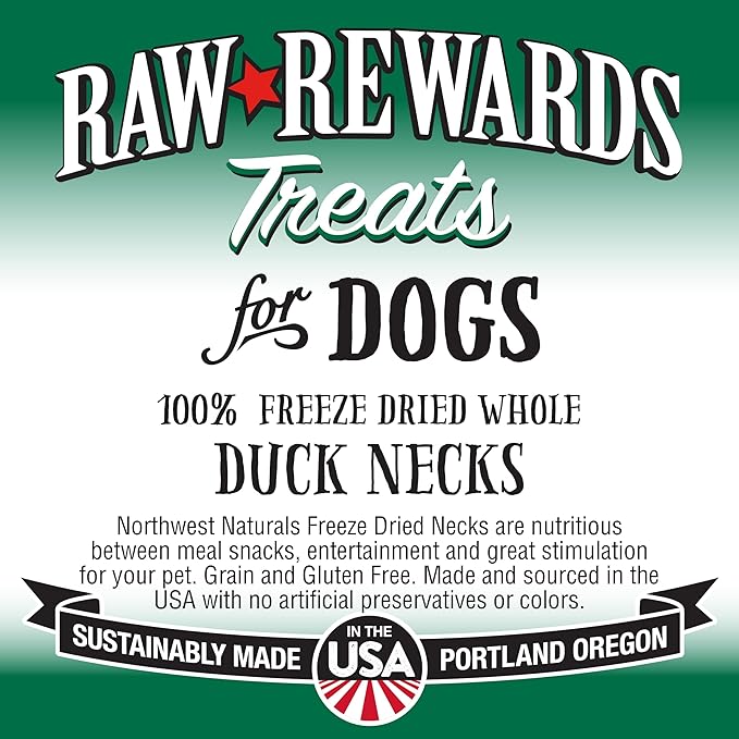 Northwest Naturals Raw Rewards Freeze-Dried Duck Neck Treats for Dogs and Cats - Bite-Sized Pieces - Healthy, 1 Ingredient, Human Grade Pet Food, All Natural - 5 Oz (Pack of 3) (Packaging May Vary)