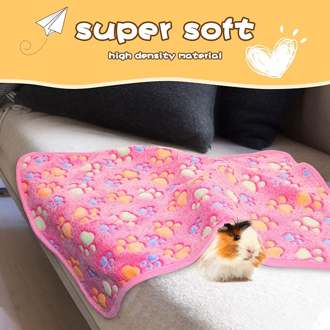 BWOGUE Guinea Pig Blanket, 3 Pack Small Animal Soft Warm Pet Fleece Blankets Sleep Mat Pad Cover Flannel Throw for Hamster Guinea Pig Rabbit Dog Cat Chinchilla Hedgehog