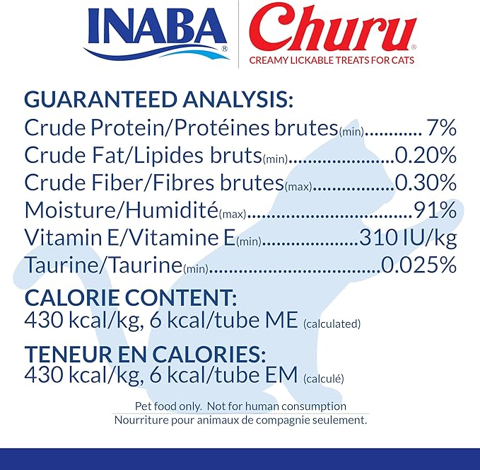 INABA Churu Cat Treats, Grain-Free, Lickable, Squeezable Creamy Purée Cat Treat/Topper with Vitamin E & Taurine, 0.5 Ounces Each Tube, 4 Tubes, Chicken with Crab Recipe