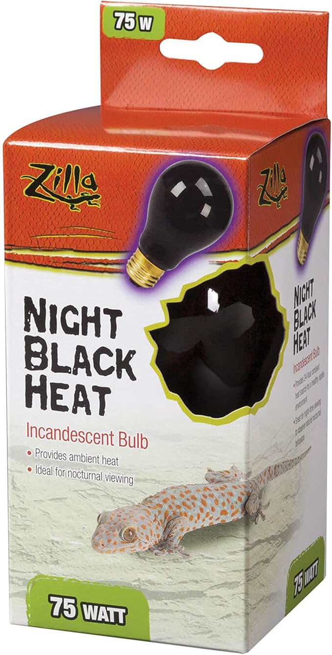 Zilla Reptile Terrarium Incandescent Heat Bulb, Night Black, 75 Watts, 1 Count (Pack of 1)