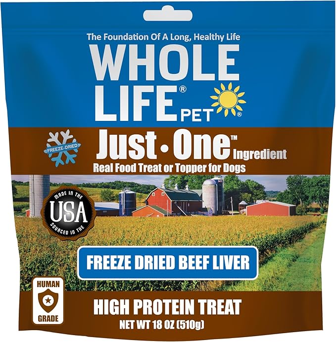 Whole Life Pet Just One Beef Liver Dog Treats Value Packs - Human Grade, Freeze Dried, One Ingredient - Training Or Reward, Grain Free, Made in The USA