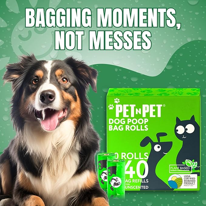 Pet N Pet Poop Bags For Dogs 540 Counts, 38% Plant Based & 62% PE Dog Poop Bags Rolls, Unscented Dog Bags, Green Doggie Poop Bags, Dog Waste Bags, Cat Litter Bags, Cat Poop Bags, Pet Supplies for Dogs