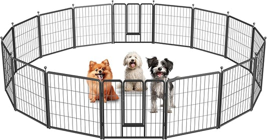 Simple Deluxe Dog Playpen Outdoor, Portable Dog Playpen for Travel, Camping, 24" Height 16 Panels Heavy Duty Dog Pen for Puppies/Small Dogs, Black