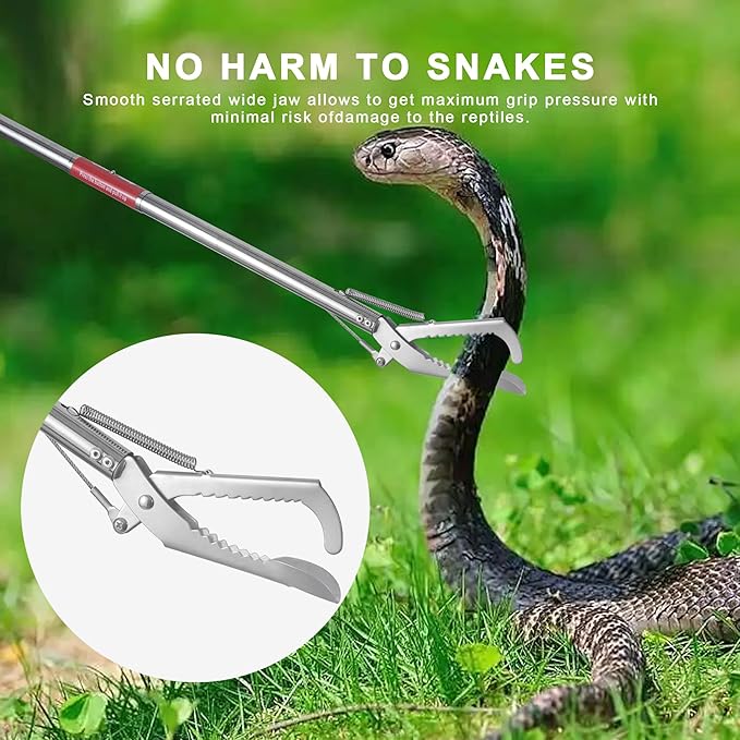 50" Snake Grabber Tool,Collapsible 3 Sections Snake Stick,Folded 17 Inch Snake Tongs Per Section,Snake Catcher Grabbers for Rattlesnakes,Snake Pole Handling Tools,Long Reach Grabber for Many Scenarios