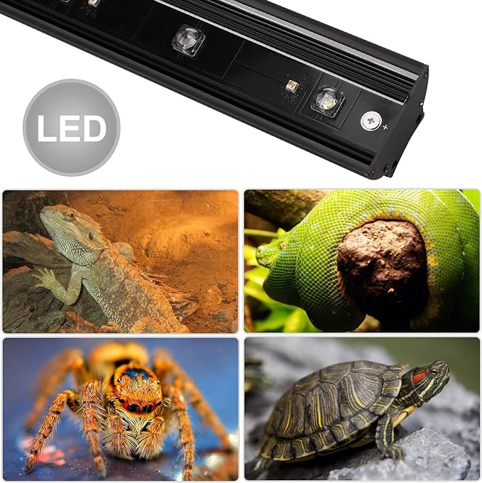 Aiicioo Reptile LED UVB Light - LED Terrarium Light with 3 Timing Function UVB Lamp UVB Bulb 4-Level Brightness Adjustable Lighting for Bearded Dragon Turtle Lizard (watts, 7)