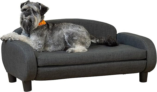 Paws & Purrs Modern Pet Sofa 35.5" Wide for Medium Dog or Cat with Removable/Washable Mattress Cover, Dark Gray