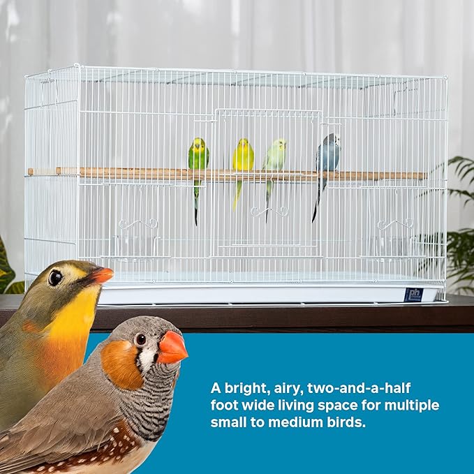 Prevue Pet Products Flight Cage Metal Steel Bird Crate, Multi-Bird Home Stackable Cage for Birds, Home Crate for Extra-Small Pet Parakeets, Finches, and More, White