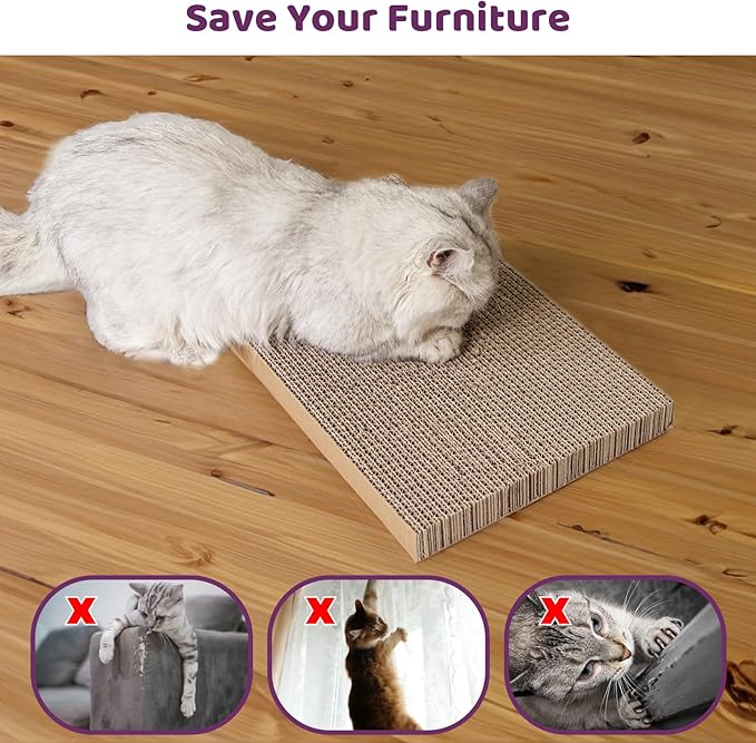 5 in 1 Cat Scratcher Cardboard,XL-Large Cat Scratch Pad,Cat Scratching Boards with Box for Medium to Large Cat Indoor Use Protecting Furniture Wall and Sofa