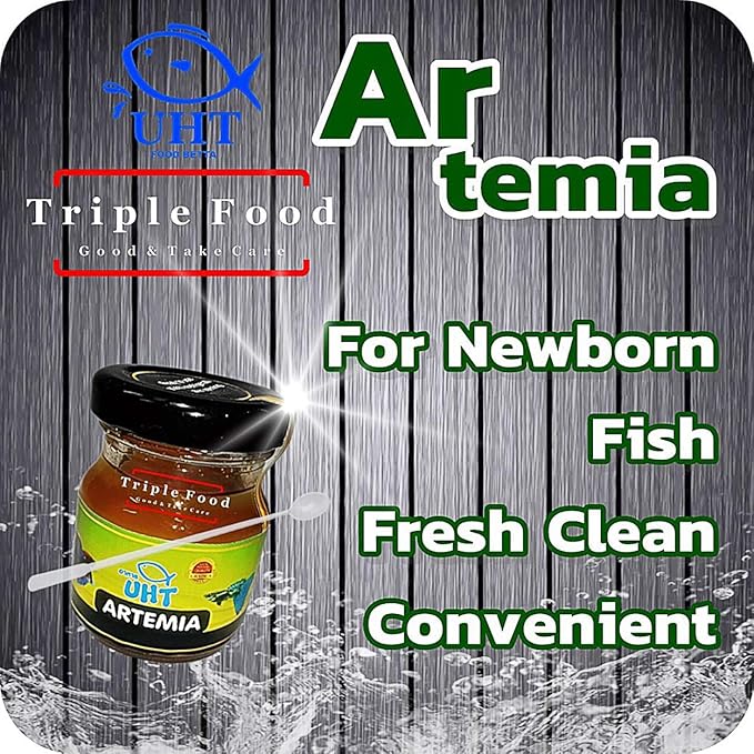 UTH Fish Food Fresh Artemia Cysts Brine Shrimp 45 g. Tropical Fish Food Grow Faster & Color Enhancer Slow Sinking Like Pellets High Protein 56% for All Baby Fry Newborn Fish Feed & Small Fish