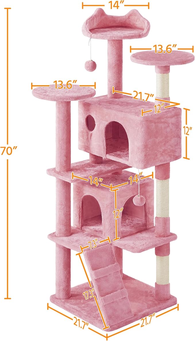 Yaheetech Multi-Level Cat Tree Stand House Furniture with Condos, Scratching Posts