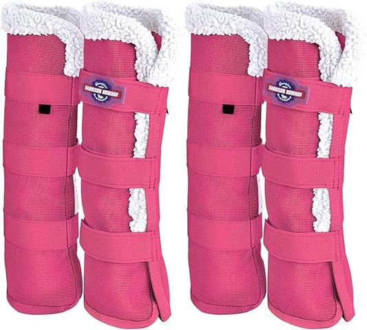 Harrison Howard Horse Fly Boots Summer Protection with Fleece Trim to Eliminate Rubbing Comfortable and Ventilating Mesh Leg Guards Set of 4 Magenta L