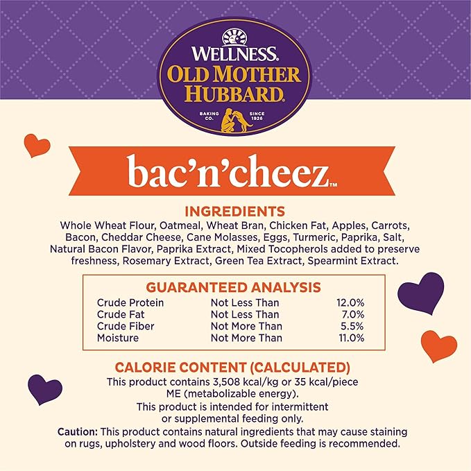 Wellness Old Mother Hubbard Classic Bac'N'Cheez Natural Small Oven-Baked Biscuits Dog Treats, 20 Ounce Bag