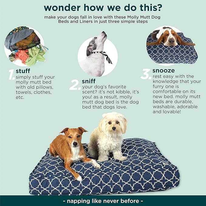 Molly Mutt Huge Dog Bed Cover -Romeo & Juliet Print - Measures 36”X45”X5’’- 100% Cotton - Durable - Breathable - Sustainable - Machine Washable Dog Bed Cover