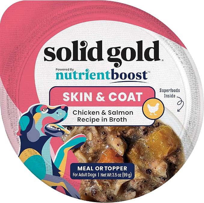 Solid Gold WET FUNCTIONAL DOG, SKIN & COAT, CHICKEN & SALMON, 3.5oz Pack of 6