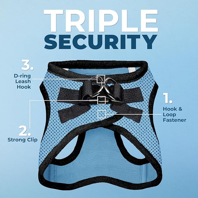 Voyager Step-in Air Dog Harness - All Weather Mesh Step in Vest Harness for Small and Medium Dogs and Cats by Best Pet Supplies - Harness (Baby Blue/Black Trim), L (Chest: 18-20.5")