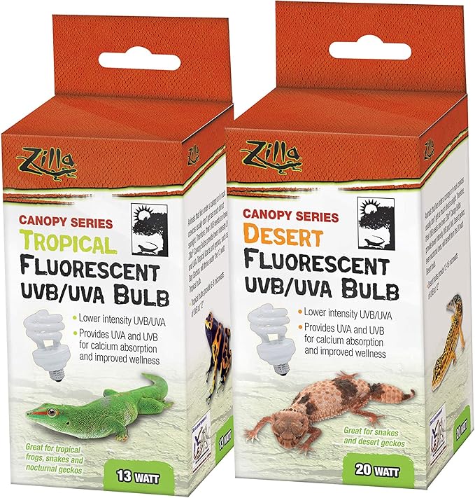 Zilla Canopy Series Fluorescent UVB/UVA Bulbs Desert 20 W, 3.875 IN, White