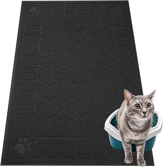 Cat Litter Mat, Litter Trapping Mat Soft on Kitty Paws, 35" x 24" Kitten Litter Box Mat for Cleaner Floors, Waterproof, Easy Clean, Durable Large Size Cat Litter Pad for Kitten.