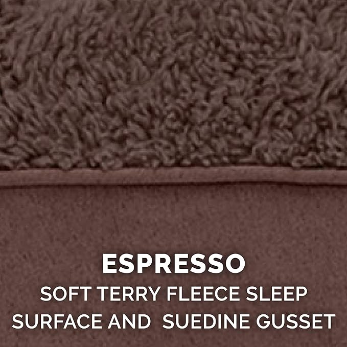 Furhaven Memory Foam Dog Bed for Large Dogs w/ Removable Washable Cover, For Dogs Up to 95 lbs - Terry & Suede Mattress - Espresso, Jumbo/XL