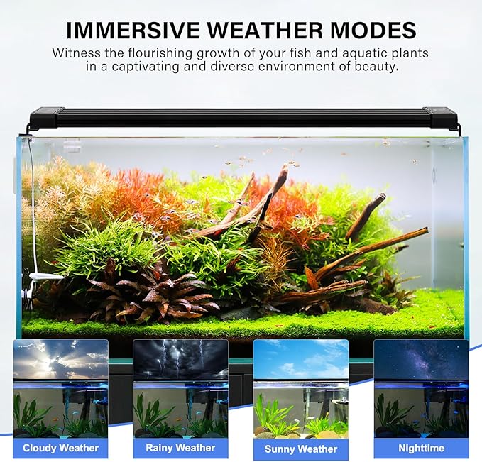 17W 24/7 Aquarium Light, Full Spectrum Fish Tank Light with Sunrise/Daylight/Moonlight Mode & DIY Color Mode & Weater Mode, for 13"-21" Freshwater Fish & Planted Tanks