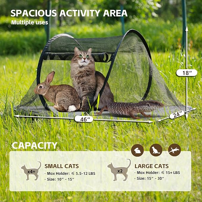 Pop-up Cat Tent, Portable Pet Playpen for Outdoor&Indoor,Outdoor Cat Enclosures - Cat Playpen for Camping,Traveling,Sunbathing