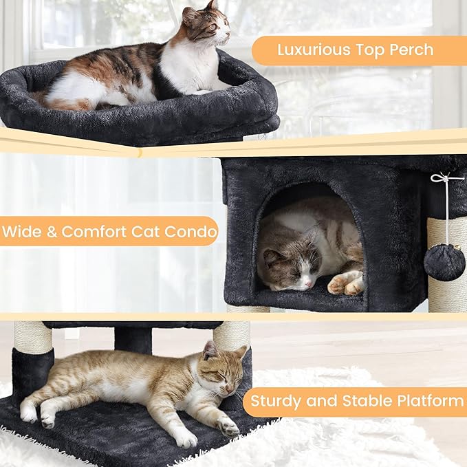 Yaheetech 23.5in Cat Tree Tower, Cat Condo with Sisal-Covered Scratching Posts, Cat House Activity Center Furniture for Kittens, Cats and Pets - Black