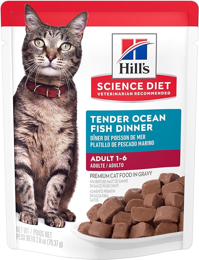 Hill's Science Diet Adult 1-6, Adult 1-6 Premium Nutrition, Wet Cat Food, Ocean Fish Stew, 2.8 oz Pouch, Case of 24