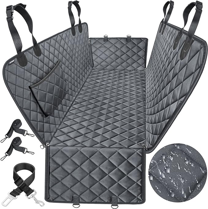 URPOWER Dog Seat Cover, 100% Waterproof Hammock 600D Heavy Duty Scratch Proof Nonslip Durable Soft Pet Back Seat Covers for Cars Trucks and SUVs