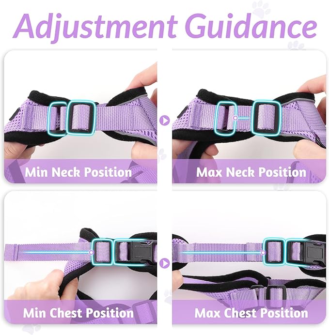 rabbitgoo Cat Harness and Leash for Walking, Escape Proof Soft Adjustable Vest Harnesses for Cats, Easy Control Breathable Reflective Strips Jacket, Light Purple, S