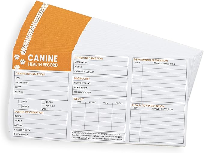 Pet Supplies | (25 Pack) Premium Canine Health Record 6x4 Inch Booklets | Dog Vaccines Large Records - Puppy Shot Vaccination Brochure