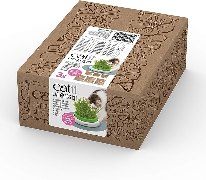 Catit Senses 2.0 Grass Planter & Catit Senses 2.0 Cat Grass Kit (Set of 3)