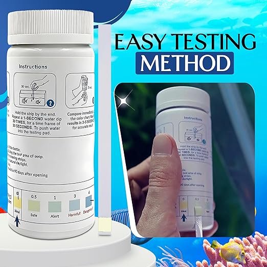 Aquarium Ammonia Test Strips | Fast and Accurate Water Quality Ammonia Testing Kit for Saltwater & Freshwater Aquariums & Fish Tanks – Ammonia Test Kit for Aquarium Helps Keep Fish Safe (100 Strips)