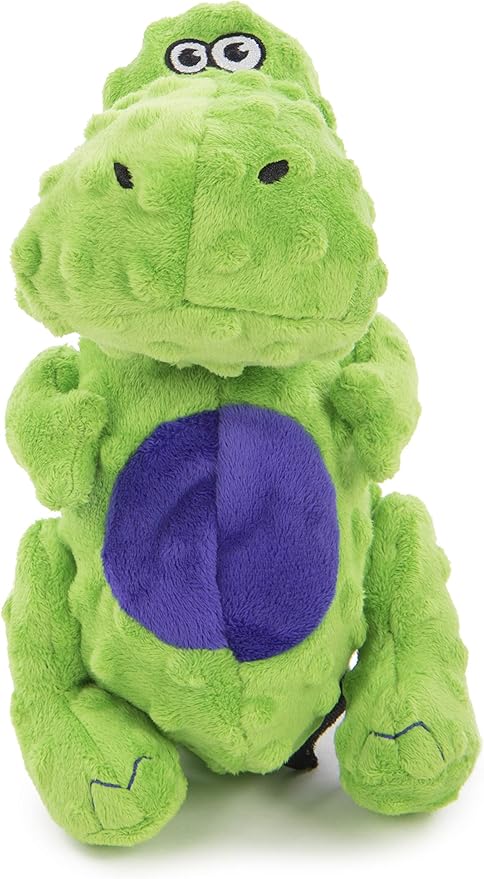 goDog Dinos T-Rex Squeaky Plush Dog Toy, Chew Guard Technology - Green, Large